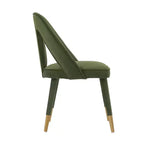 Modern Velvet Upholstered Armless Dining Chair with Elm Wood Legs