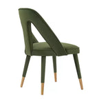 Modern Velvet Upholstered Armless Dining Chair with Elm Wood Legs