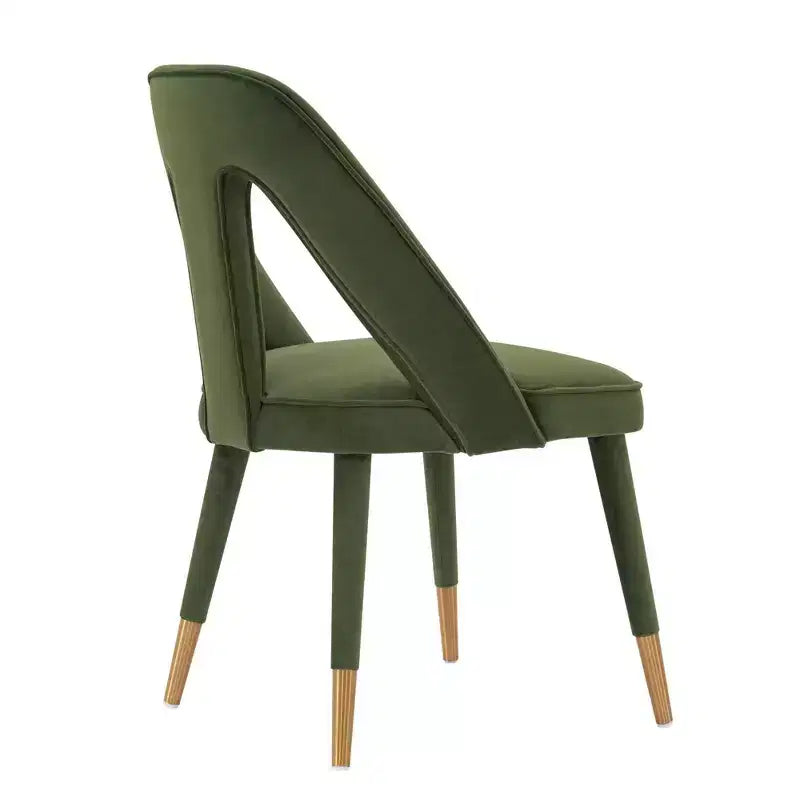 Modern Velvet Upholstered Armless Dining Chair with Elm Wood Legs