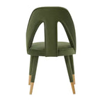 Modern Velvet Upholstered Armless Dining Chair with Elm Wood Legs
