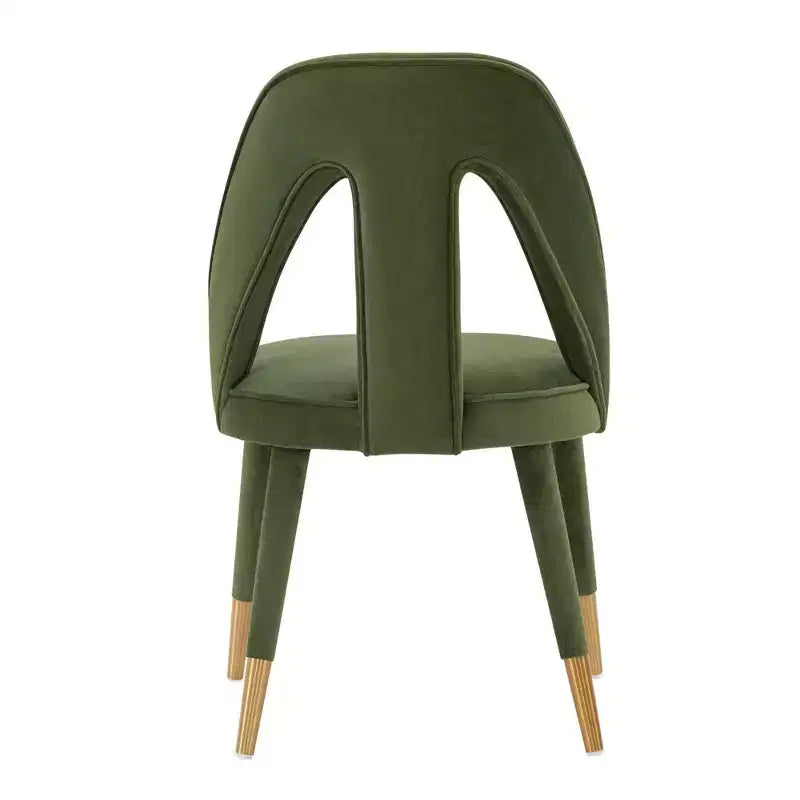 Modern Velvet Upholstered Armless Dining Chair with Elm Wood Legs