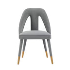 Modern Velvet Upholstered Armless Dining Chair with Elm Wood Legs
