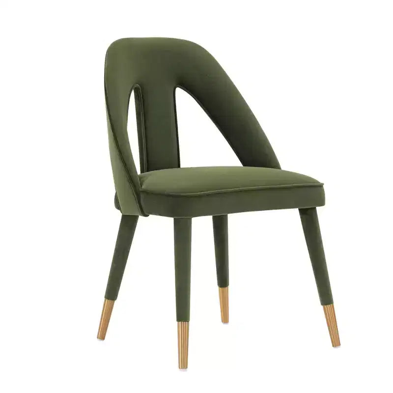 Modern Velvet Upholstered Armless Dining Chair with Elm Wood Legs