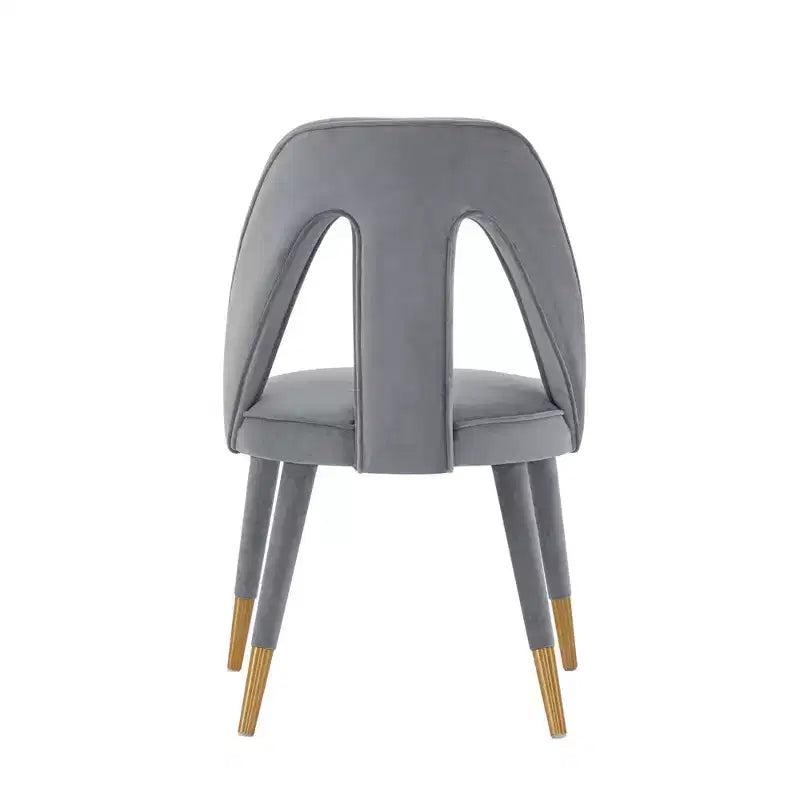 Modern Velvet Upholstered Armless Dining Chair with Elm Wood Legs