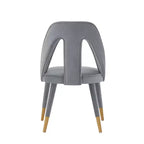 Modern Velvet Upholstered Armless Dining Chair with Elm Wood Legs