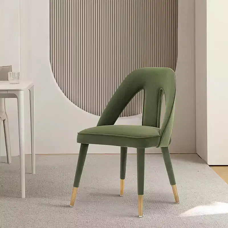 Modern Velvet Upholstered Armless Dining Chair with Elm Wood Legs